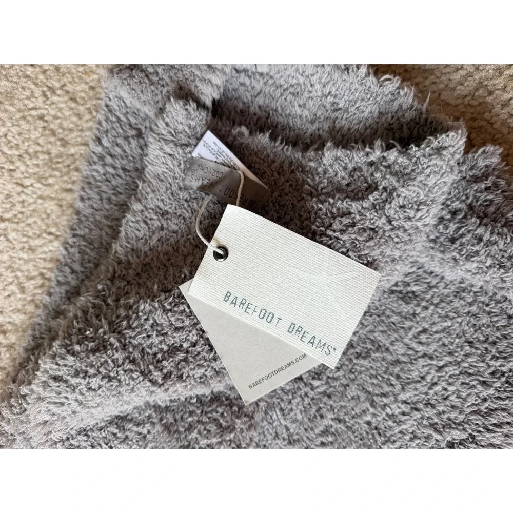 Barefoot Dreams Scarf CozyChic Knit Plush NEW Gray Taupe